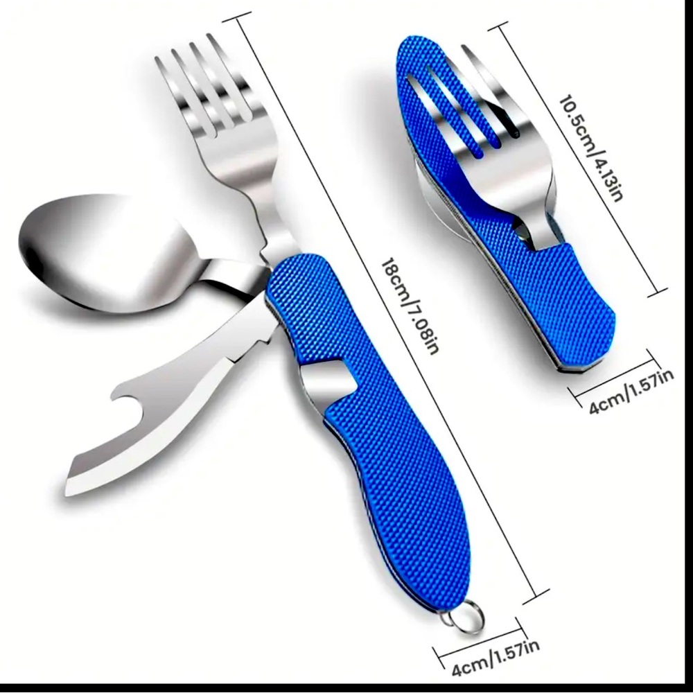 New camping multi tool fork spoon knife can opener detachable folding hiking bro